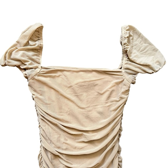 Princess Polly Charvi Bodycon Rouched Mini Dress Tan Brown - Picture 6 of 7